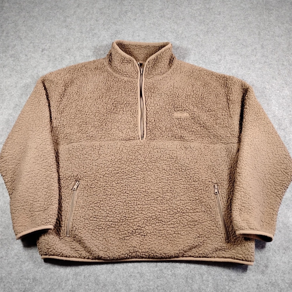 SKIMS Teddy Half Zip Pullover Fleece Jacket Camel Tan XL Women Relaxed Fit
